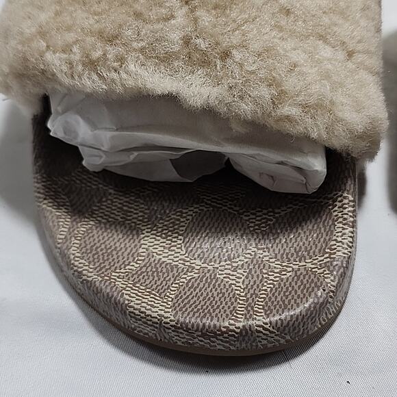 🐨COACH🐨ULLA SHEARLING SLIDE COMFORTABLE COLORWAY IVORY LADIES 8 NWB📦ELEGANT - Picture 9 of 16